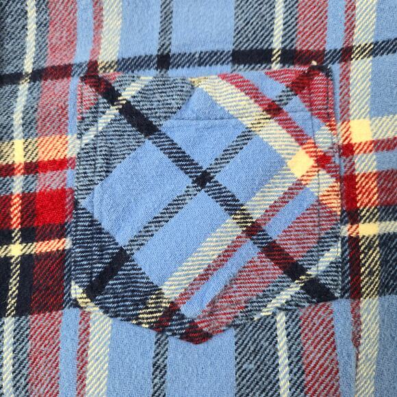 Women's Old Mill Blue Plaid Flannel Shirt Soft Cozy Medium Weight size Medium - Picture 7 of 12